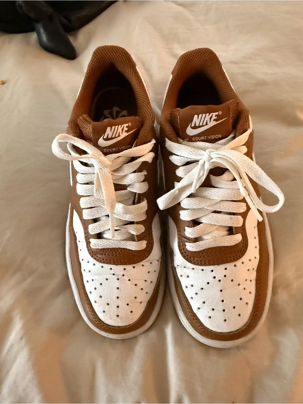 Nike Kids Court Vision Low Top Sneakers - Brown and White